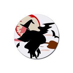 Bat Broom Broomstick Rubber Round Coaster (4 Pack) by 99art