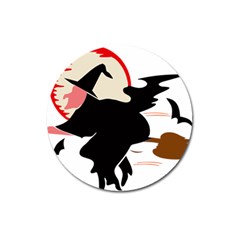 Bat Broom Broomstick Magnet 3  (round) by 99art