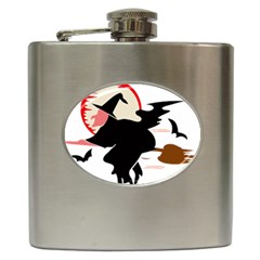 Bat Broom Broomstick Hip Flask (6 Oz) by 99art