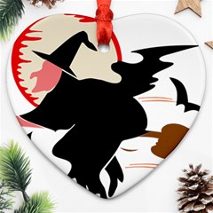 Bat Broom Broomstick Heart Ornament (two Sides) by 99art