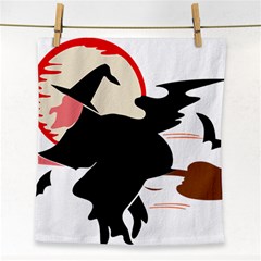 Bat Broom Broomstick Face Towel