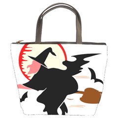 Bat Broom Broomstick Bucket Bag by 99art