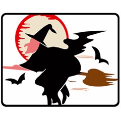 Bat Broom Broomstick Two Sides Fleece Blanket (medium) by 99art