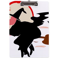 Bat Broom Broomstick A4 Acrylic Clipboard