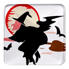 Bat Broom Broomstick Square Glass Fridge Magnet (4 Pack) by 99art