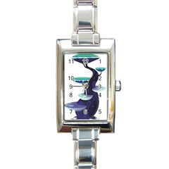 Tree-mushrooms-art-trunk-artwork Rectangle Italian Charm Watch