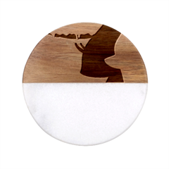 Tree-mushrooms-art-trunk-artwork Classic Marble Wood Coaster (Round) 