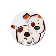 Animation-dog-cute-cartoon-drawing Rubber Coaster (round) by 99art