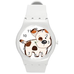 Animation-dog-cute-cartoon-drawing Round Plastic Sport Watch (m) by 99art