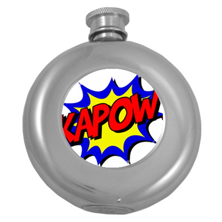 Kapow-comic-comic-book-fight Round Hip Flask (5 oz)