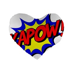 Kapow-comic-comic-book-fight Standard 16  Premium Flano Heart Shape Cushions by 99art