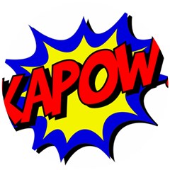 Kapow-comic-comic-book-fight Wooden Puzzle Round by 99art