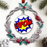 Kapow-comic-comic-book-fight Metal X mas Wreath Holly leaf Ornament Front