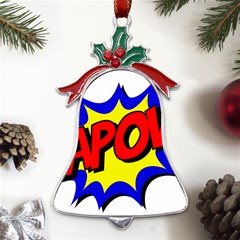 Kapow-comic-comic-book-fight Metal Holly Leaf Bell Ornament by 99art