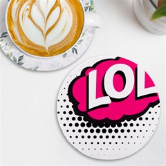 Lol-acronym-laugh-out-loud-laughing Uv Print Round Tile Coaster by 99art