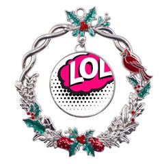 Lol-acronym-laugh-out-loud-laughing Metal X mas Wreath Holly leaf Ornament