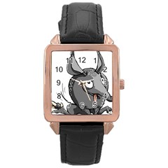 Animal-armadillo-armored-ball- Rose Gold Leather Watch  by 99art