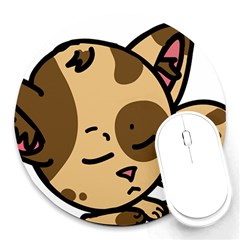 Cat-cartoon-pet-kitten-character Round Mousepad