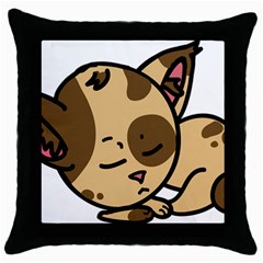 Cat-cartoon-pet-kitten-character Throw Pillow Case (black) by 99art