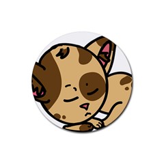 Cat-cartoon-pet-kitten-character Rubber Coaster (round) by 99art