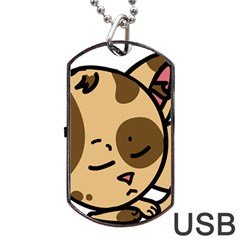 Cat-cartoon-pet-kitten-character Dog Tag Usb Flash (one Side) by 99art