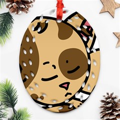 Cat-cartoon-pet-kitten-character Oval Filigree Ornament (Two Sides)