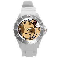 Cat-cartoon-pet-kitten-character Round Plastic Sport Watch (l) by 99art