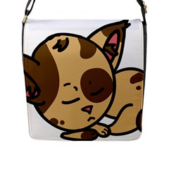 Cat-cartoon-pet-kitten-character Flap Closure Messenger Bag (L)