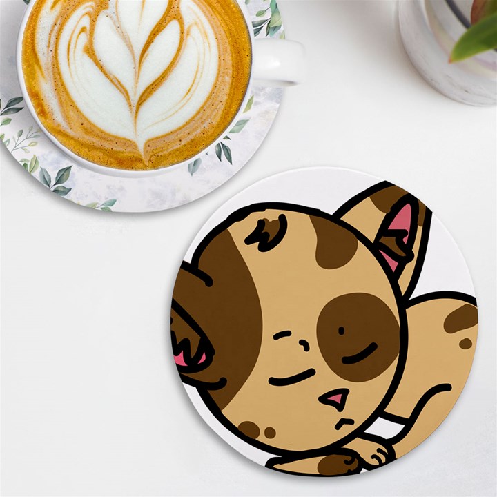 Cat-cartoon-pet-kitten-character UV Print Round Tile Coaster