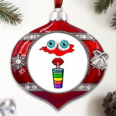 Animation-eyes-cartoon-cute-comic Metal Snowflake And Bell Red Ornament