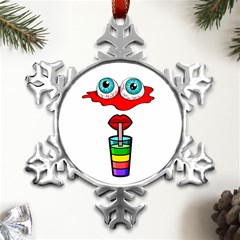 Animation-eyes-cartoon-cute-comic Metal Small Snowflake Ornament by 99art