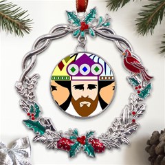 Comic-characters-eastern-magi-sages Metal X mas Wreath Holly Leaf Ornament