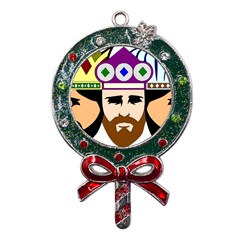 Comic-characters-eastern-magi-sages Metal X mas Lollipop With Crystal Ornament by 99art