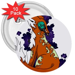 Fuchs-comic-music-wild-animal-cute 3  Buttons (10 Pack)  by 99art