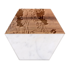 Fuchs-comic-music-wild-animal-cute Marble Wood Coaster (hexagon) 