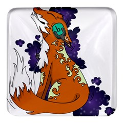 Fuchs-comic-music-wild-animal-cute Square Glass Fridge Magnet (4 Pack) by 99art