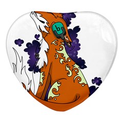 Fuchs-comic-music-wild-animal-cute Heart Glass Fridge Magnet (4 Pack) by 99art