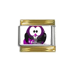 Bird-music-animation-animal Gold Trim Italian Charm (9mm) by 99art