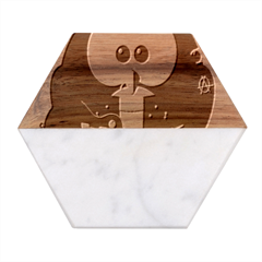 Bird-music-animation-animal Marble Wood Coaster (hexagon)  by 99art