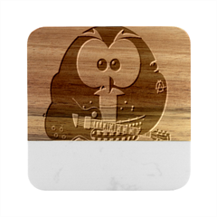 Bird-music-animation-animal Marble Wood Coaster (square) by 99art