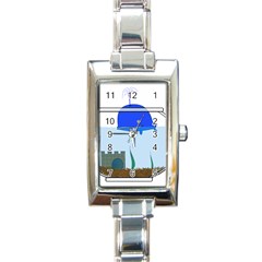 Wal-fish-small-world-lake-sea Rectangle Italian Charm Watch by 99art