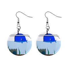 Wal-fish-small-world-lake-sea Mini Button Earrings by 99art