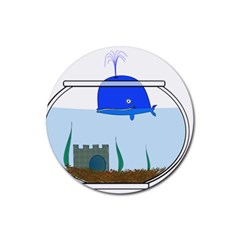 Wal-fish-small-world-lake-sea Rubber Round Coaster (4 Pack) by 99art