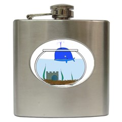 Wal-fish-small-world-lake-sea Hip Flask (6 Oz) by 99art