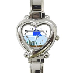 Wal-fish-small-world-lake-sea Heart Italian Charm Watch by 99art