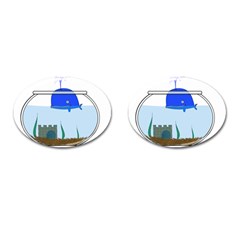 Wal-fish-small-world-lake-sea Cufflinks (oval) by 99art