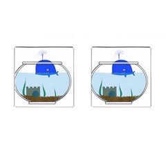 Wal-fish-small-world-lake-sea Cufflinks (square) by 99art