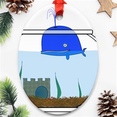 Wal-fish-small-world-lake-sea Oval Ornament (two Sides) by 99art