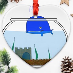 Wal-fish-small-world-lake-sea Heart Ornament (two Sides) by 99art