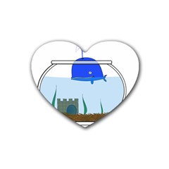 Wal-fish-small-world-lake-sea Rubber Coaster (heart) by 99art